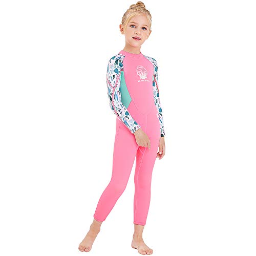 NATYFLY Kids Wetsuit,2.5mm Neoprene Thermal One Piece Swimsuit,Boys Girls and Toddler Wet Suits for Scuba Diving,Youth Full Suit (Pink, 2X-Large/7-8Years Old)