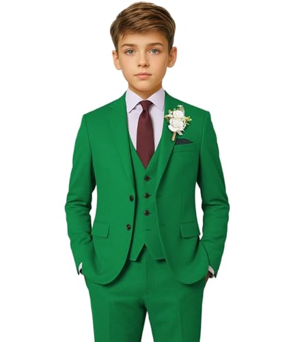 Boys Suit 5 Piece Kids Party Tuxedo Green Blazer Vest and Pants Set with Shirt Tie for Boy Formal Size 8 at Amazon