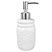 4-Piece Ceramic Mason Jar Bathroom Set (White), By Home Basics | Beautiful and Contemporary Design Bathroom Accessory Sets | Bath Accessories For Bathroom | Includes Soap Dish, Tumbler, Toothbrush Holder, and Lotion Dispenser