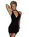 Women Sexy Sleeveless Halter V Neck Backless Mini Clubwear Party Cocktail Dress