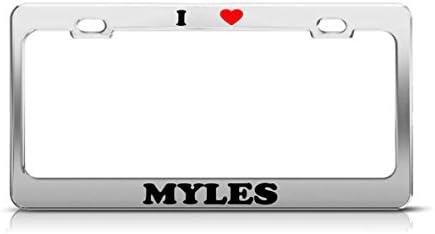 I HEART MYLES Boy Girl Name Love Metal Auto License Plate Frame Tag Holder