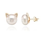 PAVOI 14K Rose Gold Plated Cat Pearl Earrings
