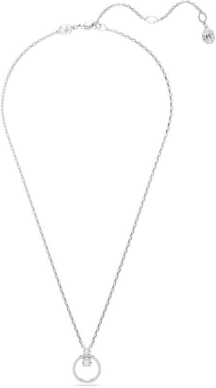 Pendente Constella, Pavé, Taglio Round, Bianco, Placcato rodio