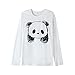 Ventelan Women's Cute Panda Striped Long Sleeve Sleepwear Pjs Pajama Set Nighty XS White