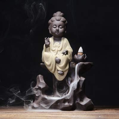 SPYXGS Self-Contained Guanyin Buddha Zen Back Incense Burner Purple Sand Aromatherapy Furnace High Mountain Water Living Room Bedroom Creative Decoration