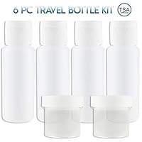 Lingito Travel Bottles Set (4 Pcs) With Cosmetic Containers (1 oz) - Portable 100% Leak Proof Refillable Toiletry Containers - Squeezable Tubes for Shampoo, Conditioner & Lotion