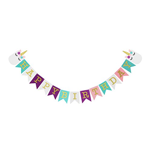 Magical Unicorn Happy Birthday Banner - Pastel Design Unicorn Party Supplies Decorations