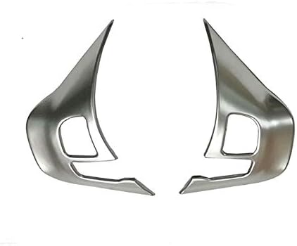 Chrome Steering Wheel Trim Cover Sticker Decorative Button Switch Frame Cover Interior Accessories for Peugeot 208 2008 (1 Pair Matte Silver)