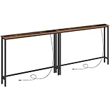 HOOBRO 2 Pack 39.4" Console Table with Power