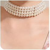 Aimimier Vintage Layered Faux Pearl Choker Necklace Stacked Faux Pearl Necklace Prom Party Festival Statement Jewelry for Women