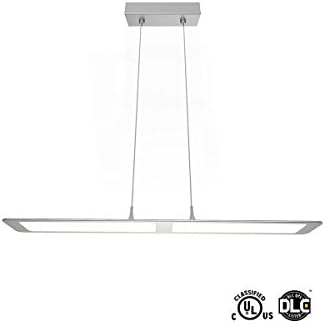 Ultra Slim Edge-lit Design Modern Linear LED Pendant Lighting Ceiling Lamp Fixture for Bedroom,Dining Room,Kitchen,Living Room,Restaurant,Office,Foyer,Study Room, 28W Nature White Silver