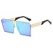 LKEYE - Unique Oversize Shield Vintage Square Sunglasses LK1705 Gold Frame/Blue Lens