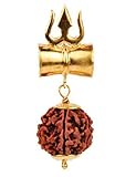 Shiv Shakti Trishul Damru Rudraksha Locket Yantra Pendant | Energized 5 Faced 5 Mukhi Rudraksh Shiv Shakti Kavach | Approx. Size 2