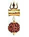 Shiv Shakti Trishul Damru Rudraksha Locket Yantra Pendant | Energized 5 Faced 5 Mukhi Rudraksh Shiv Shakti Kavach | Approx. Size 2