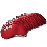Cosmos ® Pack of 10 Neoprene Golf Iron Club Head Protection Cover Glove Set with plastic window display (Red)
