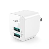 AUKEY USB Wall Charger with Foldable Plug & 2.4A output for iPhone 7 / 6 / Plus, iPad Air 2 and More - White