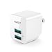 AUKEY USB Wall Charger, ULTRA COMPACT Dual Port 2.4A Output & Foldable Plug for iPhone X / 8 / 7 / Plus, iPad Air 2 / Mini 4, Samsung Galaxy and More