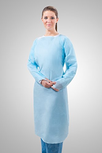 Tronex-Over-the-Head Gown, Medical Grade, Fluid-Impervious, Thumb Hooks, Soft Blue, Unisize (Box of 15)