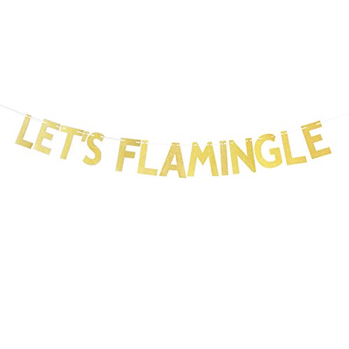 Gold glitter let s flamingle banner beach party decorat…