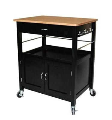 eHemco Natural Bamboo Top Butcher Block, Black