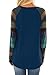 BLENCOT Womens Dark Blue Lightweight Color Block Long Sleeve Loose Fit Pullover Tunics Shirts Tops 8 10 M