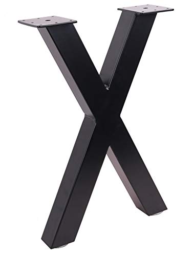 ECLV 18" Dining Bench Legs, X-Shaped Steel Table Legs, Coffee Table Legs,Computer Desk Legs,Industrial Kitchen Table Legs,Set of 2,Black (Black)