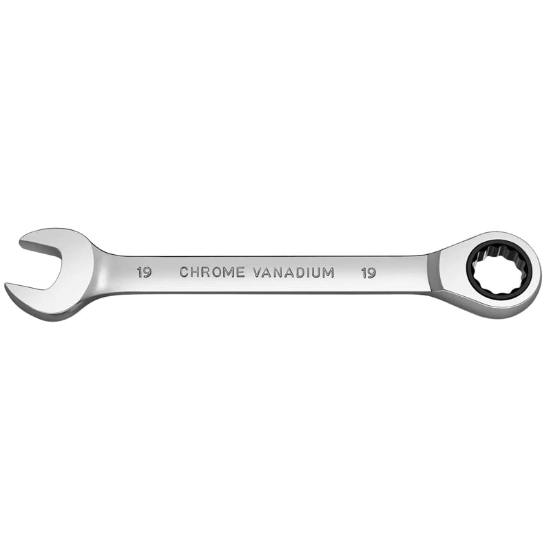SDTOOLS CR-V Ratchet Spanner, Fixed Head Combination Wrench, Metric, 10-25mm, Chrome Vanadium Steel (19mm)