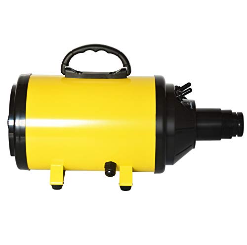 C&W Pet Dog Cat Hair Dryer Blower,Pet Grooming Dryer with Heater,Speed Adjustable Dog Hair Dryer,Pet Dryer for Large Small Dogs Cats Animal,Variable Speed (Yellow)