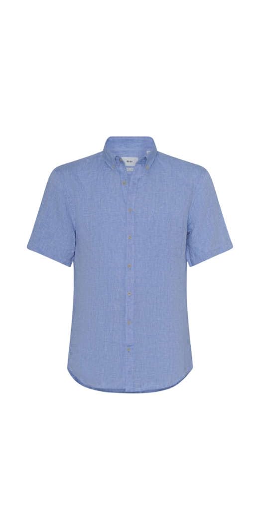 BRAX Men's Style Dan U Pure Linen Shirt, Smooth Blue, M