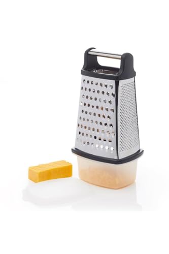MasterClass Stainless Steel Box Grater with Bowl, 23 cm (9 inches), Black