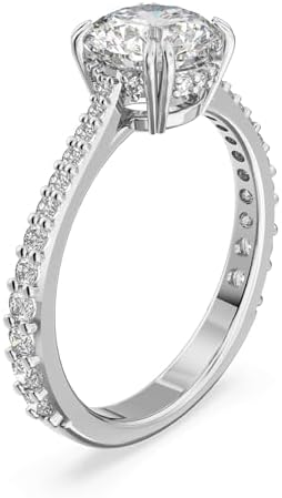 Stilla Cocktailring, Rhodinierter Damenring mit Strahlenden Swarovski Kristallen