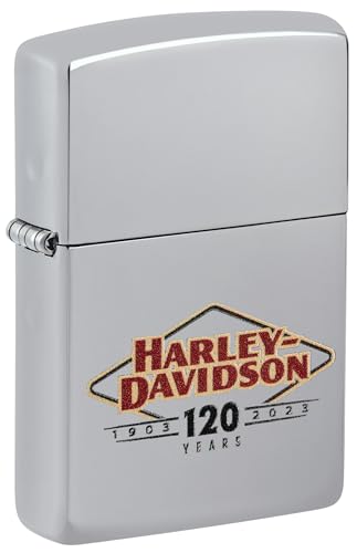 Zippo Windproof Lighter, Harley-Davidson Design – High Polished Chrome, Colour Image – Refillable, Reusable, Windproof Design – Comes in Gift Box – Made in USA