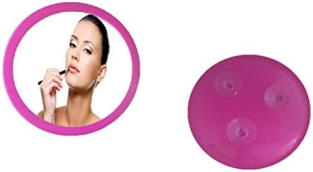 Face Mirror Wall Mount Suction Cup Round Pink Frame for Bathroom, Shaving, Makeup, Tweezing, Grooming, Shower and Travel