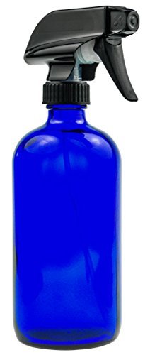 Empty Blue Glass Spray Bottle - 16oz Refillable Container is Perfect for Essential Oils, Cleaning Products, Aromatherapy, and Cooking - Durable Black Trigger Sprayer with Mist and Stream Nozzle - Thumbnail 6