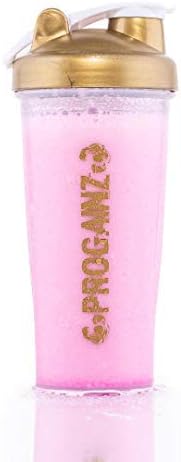 PROGAINZ Classic Protein Shaker Bottle 700ml White and Gold with silicon carrying loop