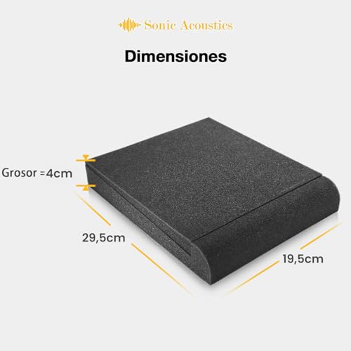 Sonic Acoustics Acoustic Isolation Pads, 2 Pieces, Acoustic Foam for 5" Studio Monitor Speaker, Black