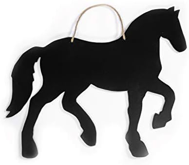 HORSE CHALKBOARD BLACKBOARD WALL SIGN - rustic farmyard animal kitchen chalkboard shopping grocery list decor in mdf wood with country fixer upper style rope for hanging. Cute kitchen pantry note sign