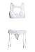 QUEENIE VISCONTI Women Sexy Harness Lace Skirt 3 Pieces Bralettes Garter Lingerie Set