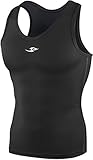 New 076 Black Skin Tights Compression Base Layer Sports Sleeveless Top Mens (M)