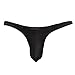 COSOMALL Men's Sexy Thongs Low Rise Underwear Ice Silk Briefs (L, Black)