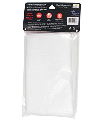 Jacent 12 x 9 Foot Painter's Plastic Drop Cloth, 2 Count per Pack - 1 Pack