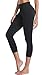 Oalka Women’s Yoga Capris Running Pants Workout Leggings Black Outside Pockets XLthumb 2