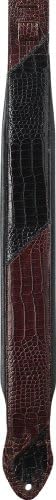 Onori USM-L7C-BRB 3-1/4-Inch Imitation Crocodile Leather Guitar Strap with Leather Backing and Pad - Black/Brown