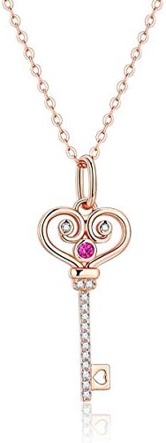 Key Heart Necklaces for Women Gifts, Open Love Pendant Charms, Sterling Silver Hypoallergenic for Sensitive Skins, 5A Cubic Zirconia Diamond Birthstone Fashion Jewelry for Mother Daughter Best Friend Sisters Girls