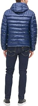 tommy hilfiger men's insulated packable jacket contrast bib hood