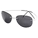 mnxo Rimless Lens Titanium Polarized Sunglasses for Men and Women – Lightweight (Black)