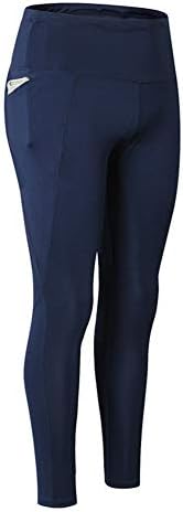 Women High Waist Leggings, Nylon Quick Drying Yoga Pants with Pocket Gym Pilates Slim Fit Stretch Sports Tights for Workout Running Barre,navy,S
