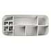 mDesign Large Plastic Divided Office Storage Organizer Caddy Tote with Handle for Cabinet, Desk, Workspace - Holds Desktop Supplies, Pens, Pencils, Markers, Staplers - Lumiere Collection - Light Gray