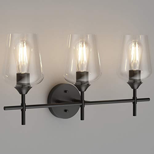 Ralbay Industrial Bathroom Vanity Light Fixtures 3Lights Matte Black