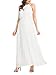 Persun Women's Open Shoulder Cut Out Back Pleated Chiffon Sleeveless Maxi Dress White Small